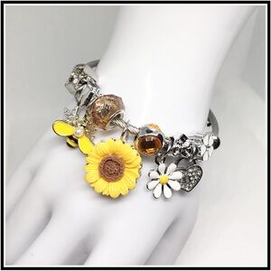Sunflower Daisy Bee Charm Bracelet Pandora Style